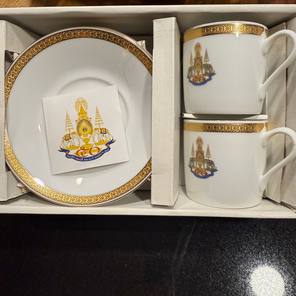 Elegant Gold and White Tea Set